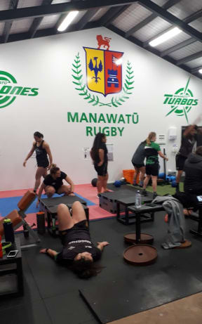 Manawatu Rugby players in the gym