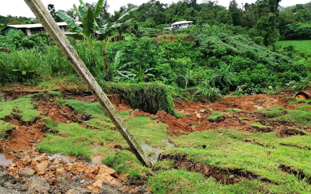 Hillsides have buckled in many areas as a result of two weeks of heavy rain.