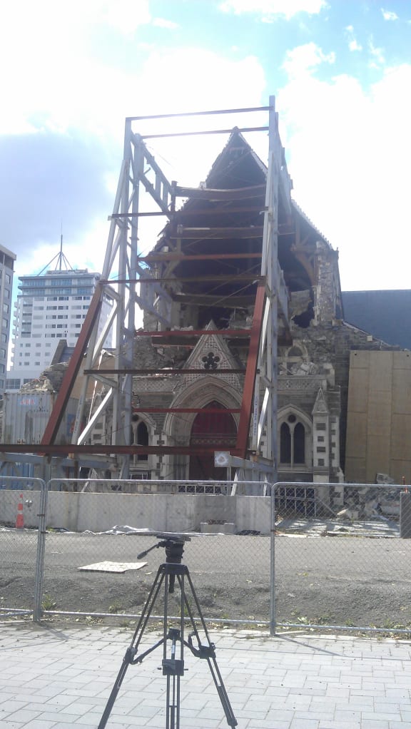 A recent photo of the remains of ChristChurch Cathedral.