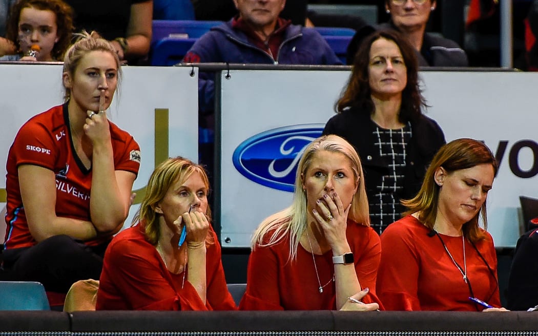 Julie Seymour Assistant Coach of the Tactix and Marianne Delaney-Hoshek Coach of the Tactix with Manager  Leanne Harris.