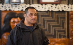 Hurimoana Dennis farwells B and her family at Te Puea Marae. 24 June 2016.