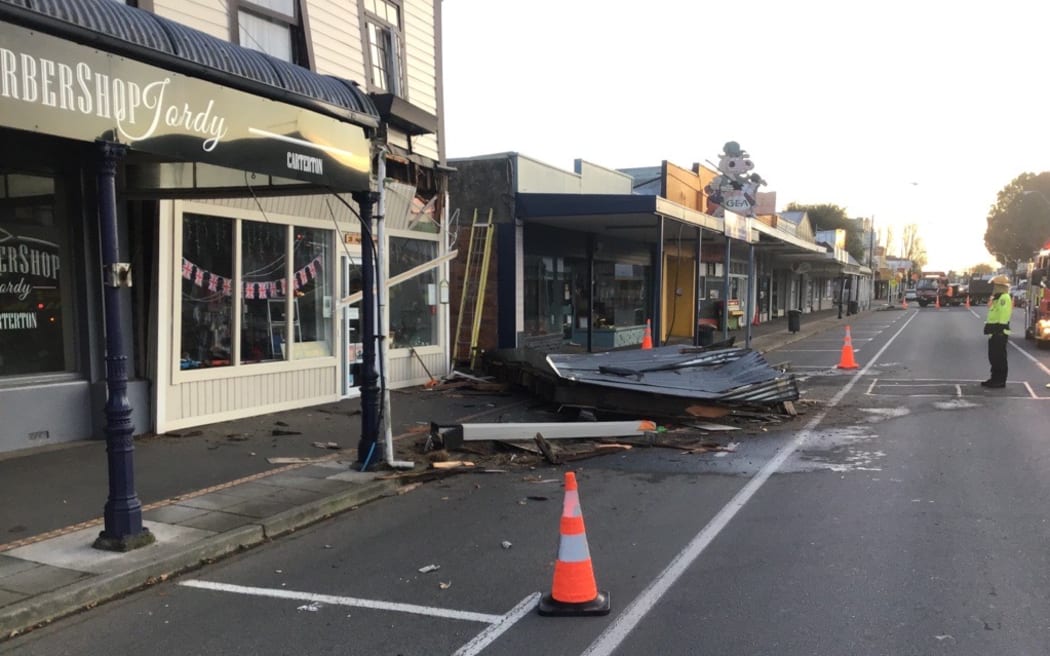 A truck hit a building on the main street of the Wairarapa town of Carterton on  3 May 2023.