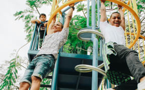 Adults at the playground.