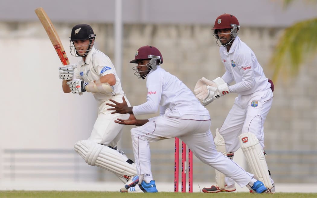 Kane Williamson batting against West Indies in third Test in Bridgetown.