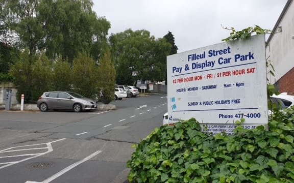 The Moray Place / Filleul Street carpark in Dunedin proposed for redevelopment into a 17-storey five-star hotel.