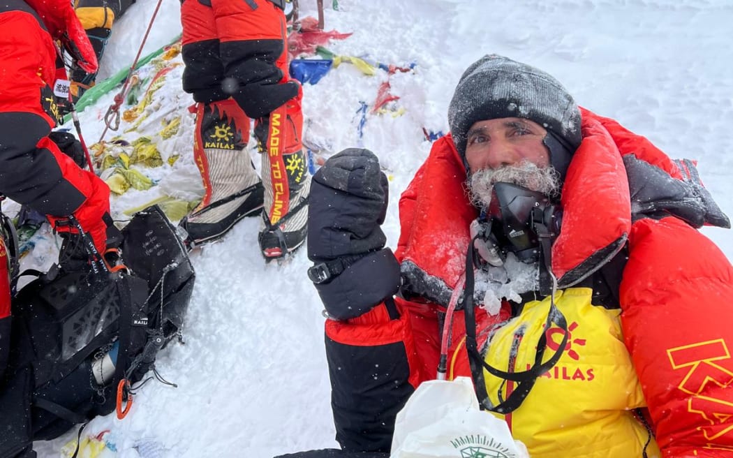 Malkit Singh at the summit of Mount Everest