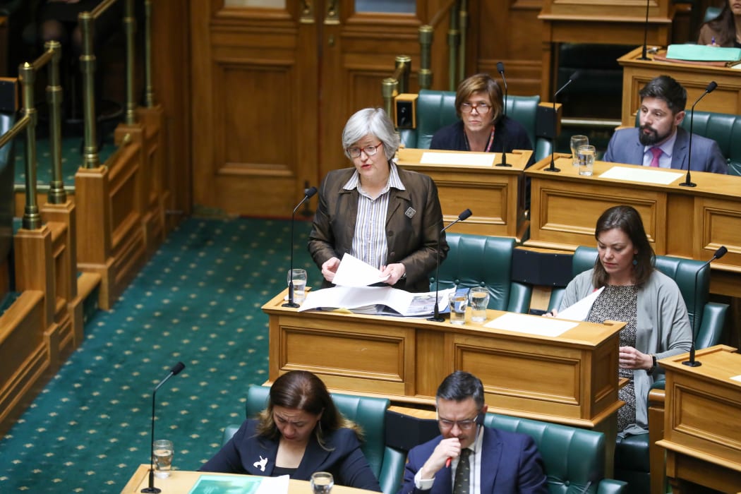Green MP Eugenie Sage answering questions as the Minister of Conservation in 2020