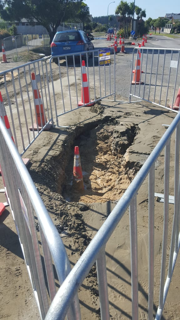 Liquefaction on Bower Avenue In North New Brighton/ Parklands.