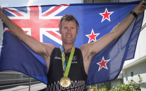New Zealand's Mahe Drysdale after winning gold in the mens singles at Rio 2016 Olympics.
