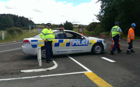 Police were putting detours in place.