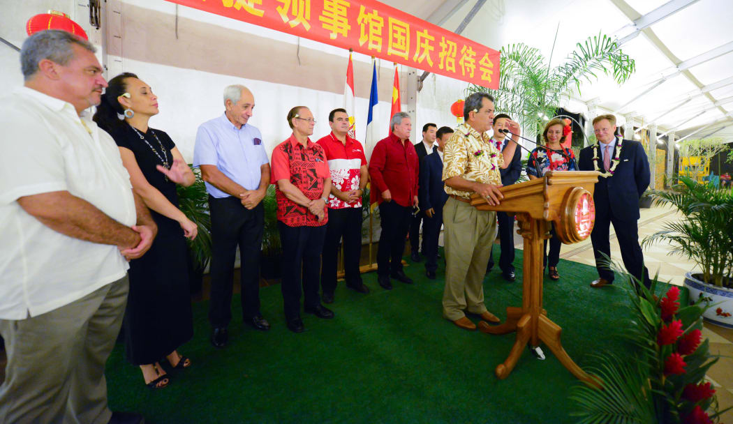 French Polynesia president Edouard Fritch addressing business delegation on Chinese holiday