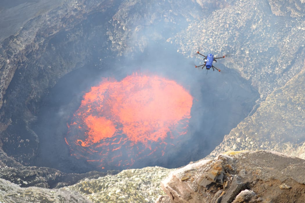 Drone over Ambrym volcano, Vanuatu.