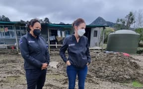 Prime Minister Jacinda Ardern and East Coast MP and Minister for Emergency Management Kiri Allan assess damage caused by severe weather on the East Coast.