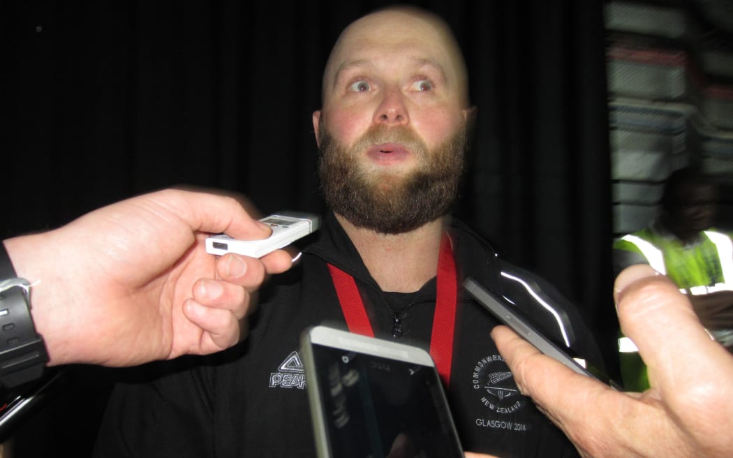 Richie Patterson speaking to reporters after winning the gold medal in Glasgow.