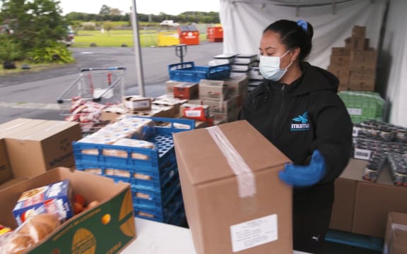 Food parcels prepared at Ngā Whare Waatea marae.