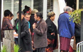 Tipene Funeral Home on Monday morning as people arrive to pay their respects to Fa'anānā Efeso Collins.