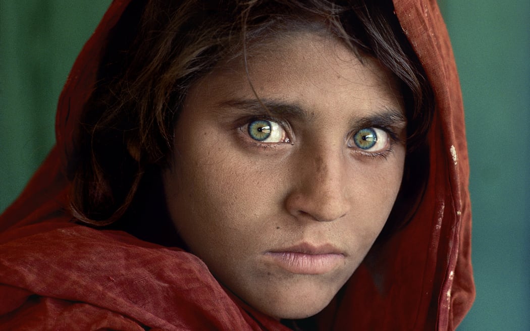 Sharbat Gula, ‘Afghan Girl’, at Nasir Bagh refugee camp near Peshawar, Pakistan, 1984.