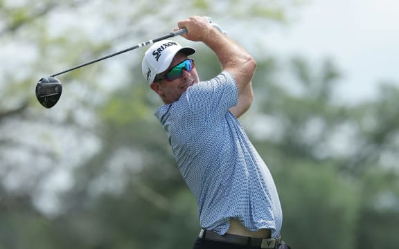 Ryan Fox plays his tee shot on the 12th hole of the third round of the Houston Open in Houston, Texas, 30 March, 2025.