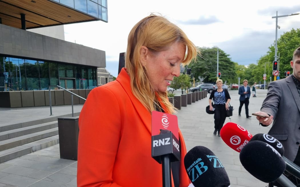 Detective Nicola Reeves speaks to media after Tingjun Cao is found guilty of murdering Christchurch real estate agent Yanfei Bao in July 2023.