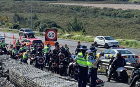 Police checking motorcycles in Mount Wellington.
