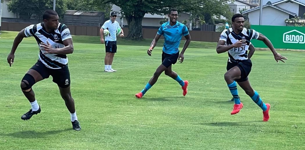 The Fiji men's sevens team train in Oita.