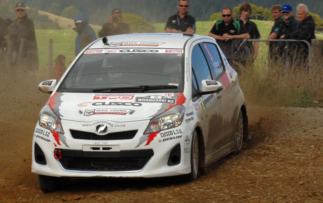 Michael Young from Perth in his Toyota Vitz (Yaris) in Rally Whangarei, 2013.