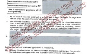 A sample of the redaction in the documents obtained by the Green Party under the OIA.