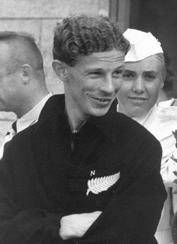 Jack Lovelock relaxes in the Olympic Stadium during the 1936 Olympic Games in Berlin.