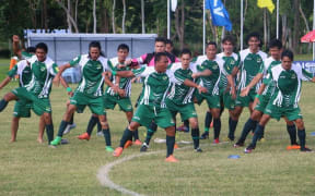 Cook Islands players celebrate after qualifying for the OFC Under 20 Championship.