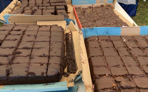 Cake at Fa'anānā Efeso Collins' funeral service on 29 February 2024.