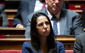 Naima Moutchou during a session devoted to the Prime Minister Sebastien Lecornu general policy statement at the Senate in Paris on October 15, 2025. (Photo by Magali Cohen / Hans Lucas via AFP)