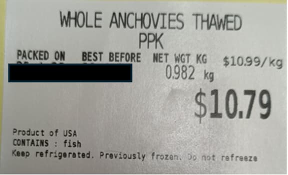 The anchovies have been sold at Pak'N'Save.