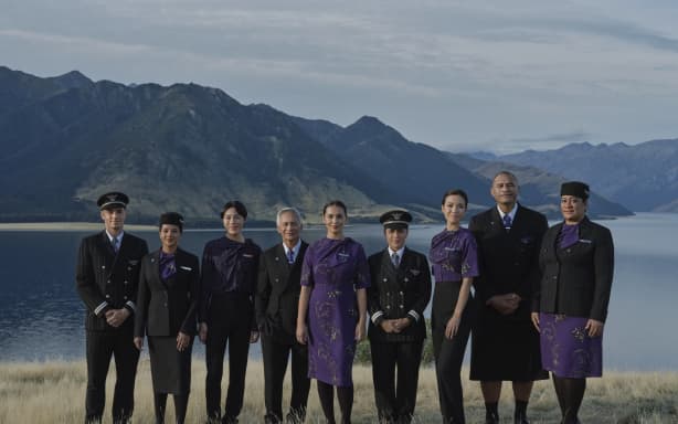 The new Air New Zealand uniform designed by Emilia Wickstead, 2025.