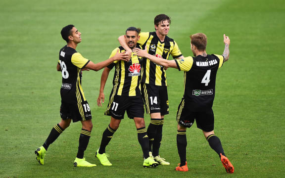 Phoenix player David Williams celebrates his goal.
