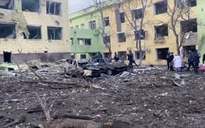 An image from footage released by the Ukraine Armed Forces on 9 March 9 2022 of what appeared to be destruction at a children's hospital in Mariupol, which Ukraine said had been bombed by the Russian military.