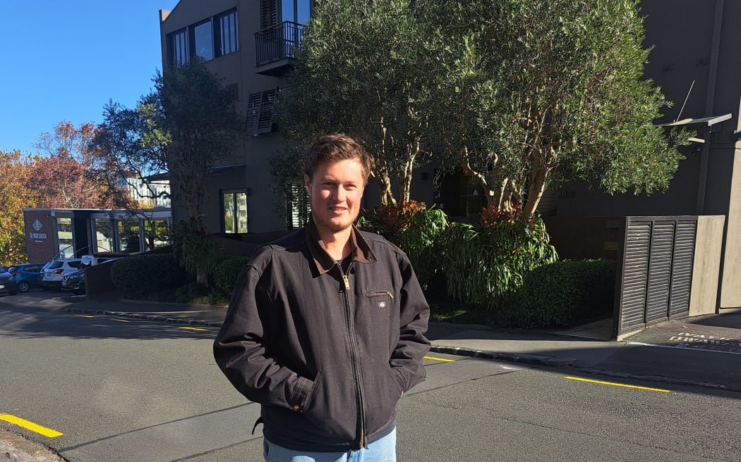 Josh Baxter near his workplace in Parnell, Auckland.