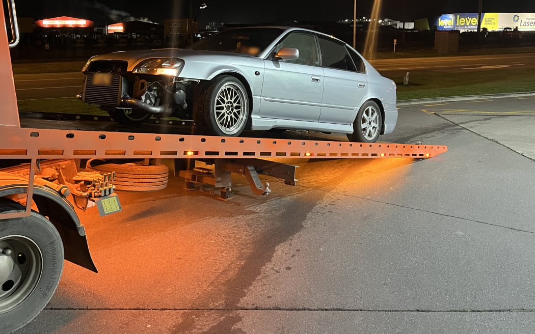 One of the vehicles that will be impounded after police broke up a skid meet in Christchurch.