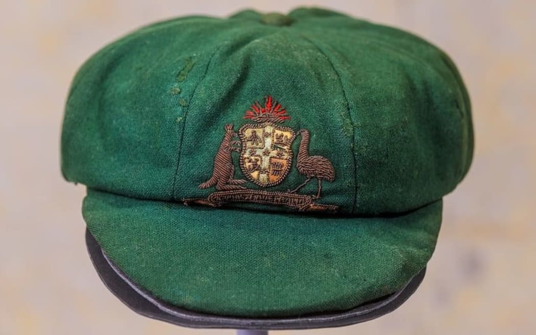 Sir Don Bradman's first test cap - bids fell well short of what the piece of Australian cricket memorabilia was expected to go for.