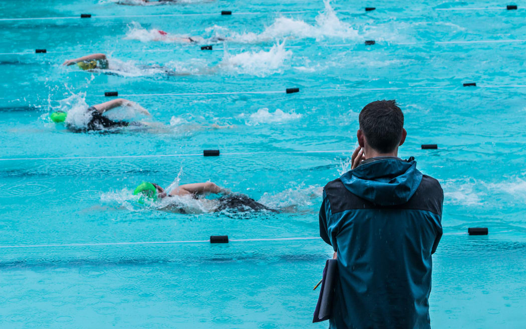 Swimming race.