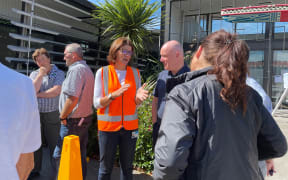 Leader of the opposition Christopher Luxon has arrived at the CDEM base at the Gisborne District Council, to hear about the response. With him are MPs Simeon Brown and Nicola Willis.  In the pictures he is next to Rehette Stoltz, the mayor (the orange vest)