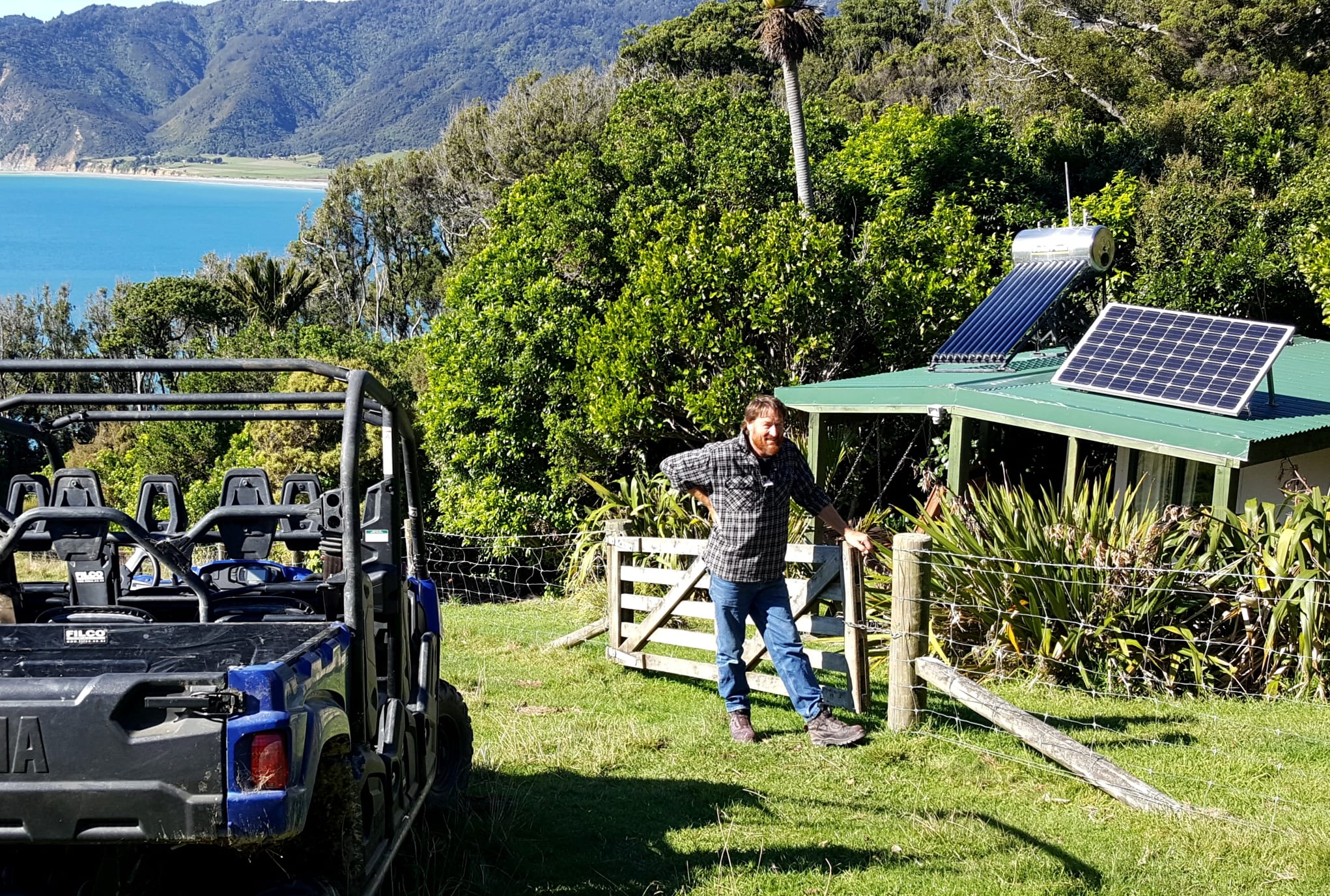 Andrew Newton at a hut on Pepin Island