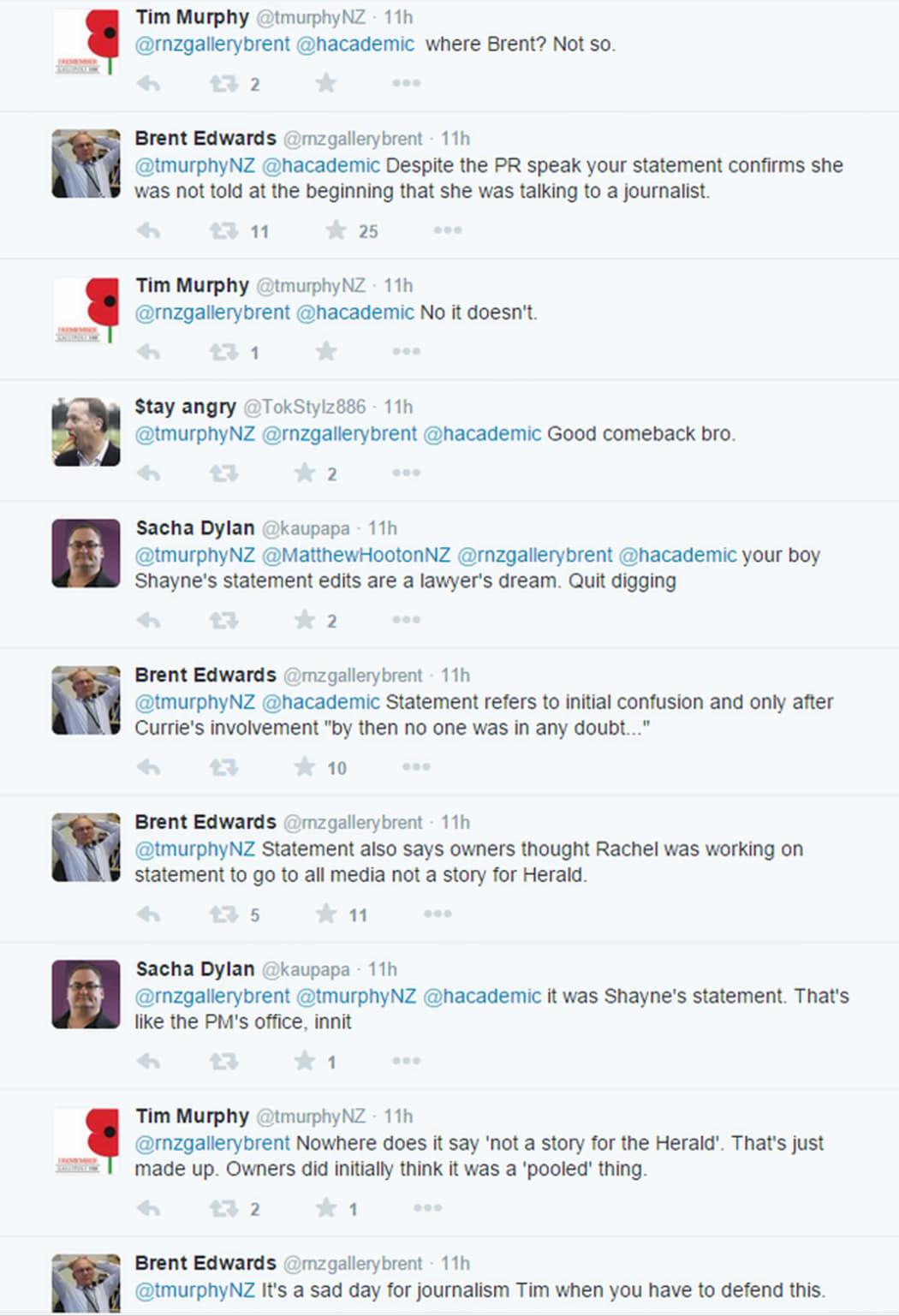 The Twitter exchange between Brent Edwards and Tim Murphy.