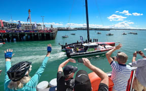 Fans and spectators wave to Emirates Team New Zealand as they leave the team base for Day 2 of the 36th America's Cup on Auckland's Hauraki Gulf in New Zealand on Friday 12th March 2021.
Copright photo: Alan Lee / www.photosport.nz