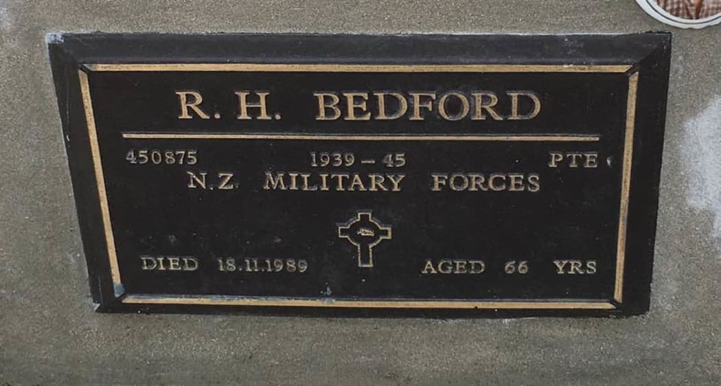 The bronze plaque on the grave of WWII veteran Raymond Bedford, which was stolen on Sunday - just two days before Anzac Day.