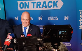 Christopher Luxon speaks to media on election night