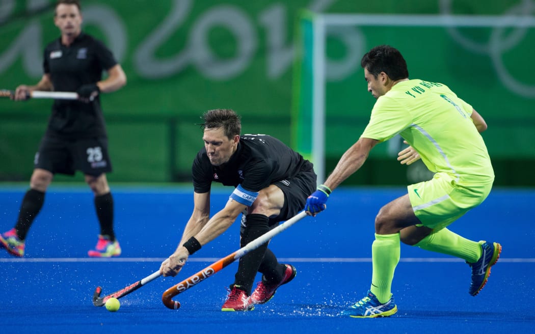 New Zealand's Simon Child in action against Brazil at the 2016 Rio Olympic Games