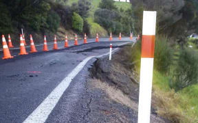 A slip has partly closed State Highway 25 south of Coromandel Town.