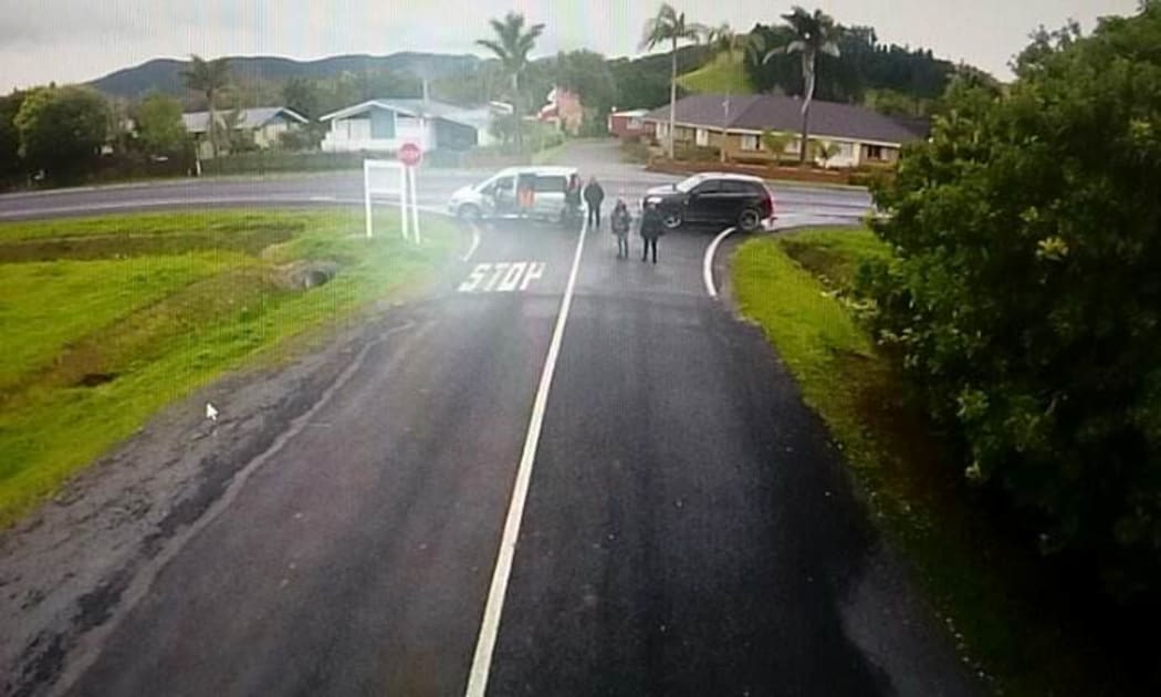 A small group of local Māori in Kaitaia set up a road block to stop workers from accessing the Te Hiku sports hub construction site.