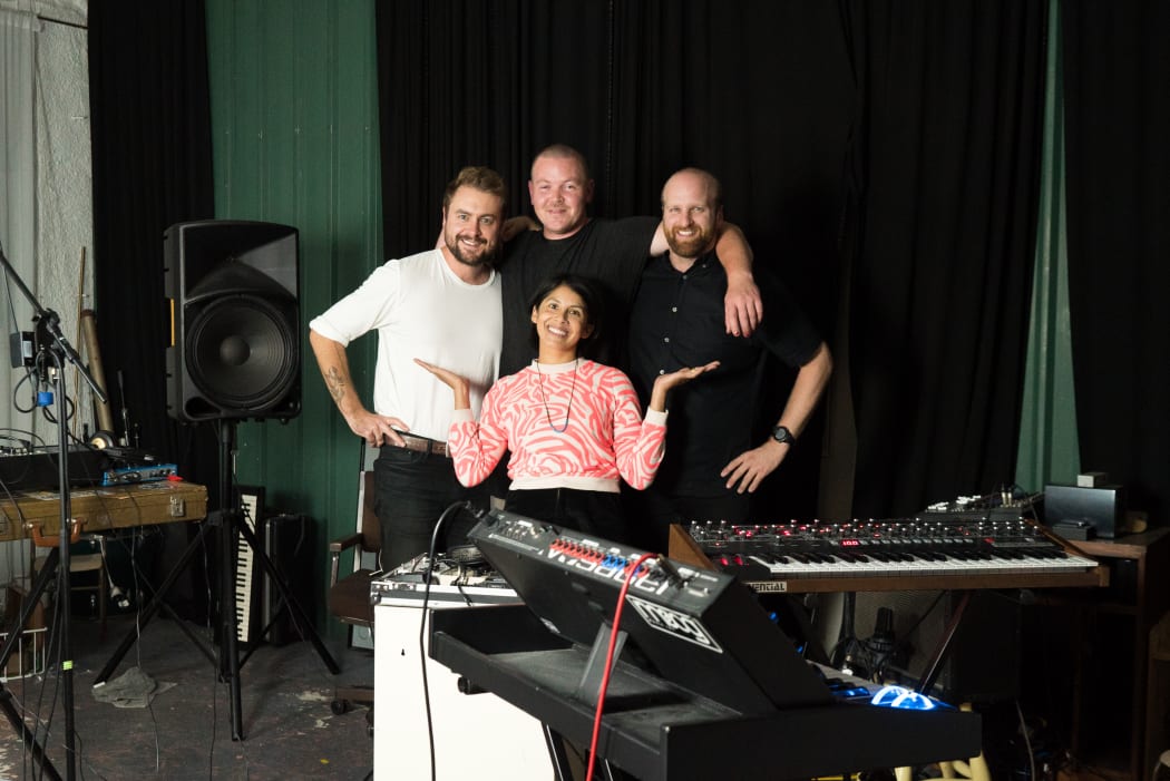 James Paul, Alexander Green, Mike Isaacs and Yadana Saw in Groeni's headquarters.