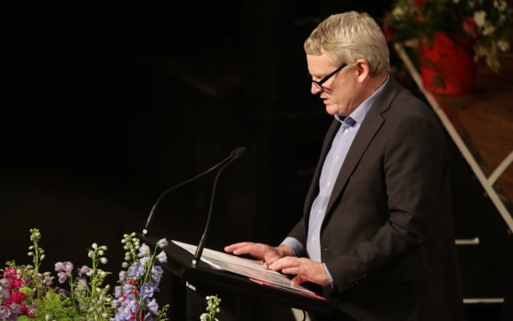 Helen Kelly's partner Steve Hurring at her memorial service in Wellington.